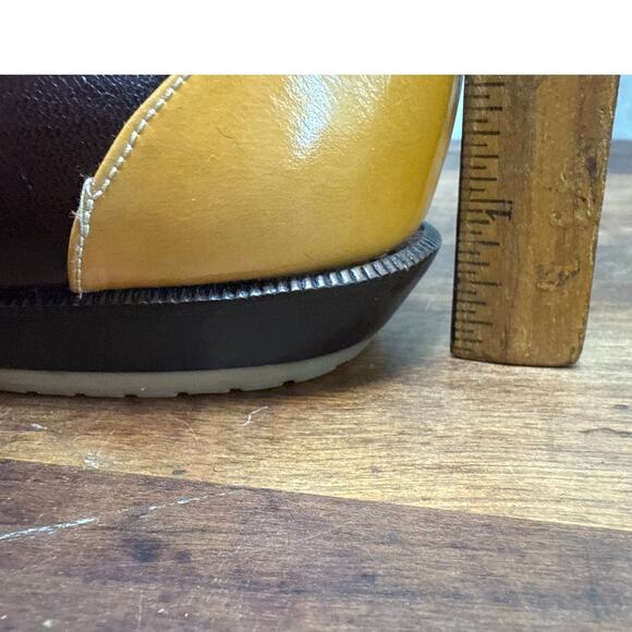 Glacée Vintage Italian Leather Women's Size 8 1/2 Lace Up Shoe Two Toned Brown - Picture 11 of 11